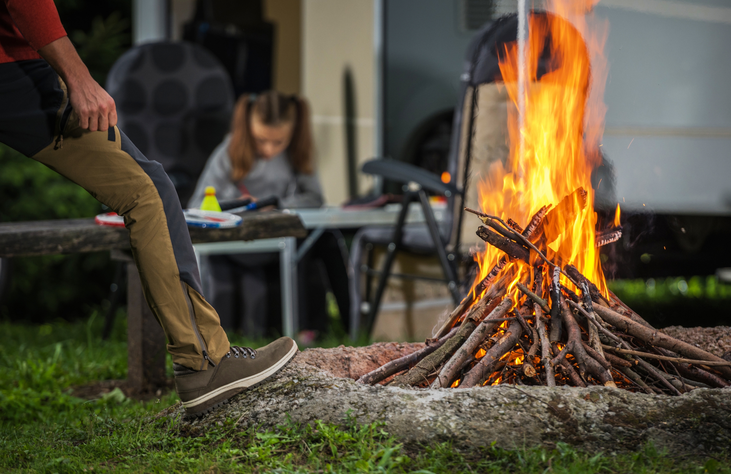 Campfire. Joffre Mobile Home Park